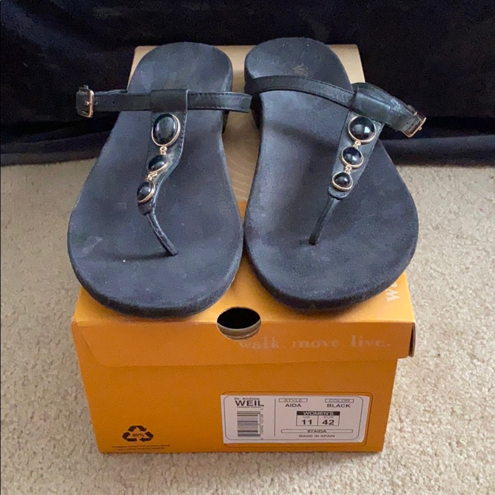 Dr. Andrew Weil “Aida” Black Sandals